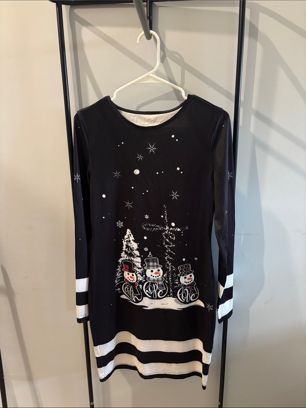 Black Kids Snowman Holiday Dress